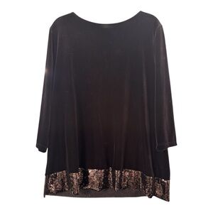 Chicos Elegant Black‎ Velvet Top with Sequin Trim size XL (3)